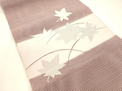 平和屋着物＊夏物 絽綴れ 八寸名古屋帯 刺繍 草葉文 正絹 逸品 DABB3823cm