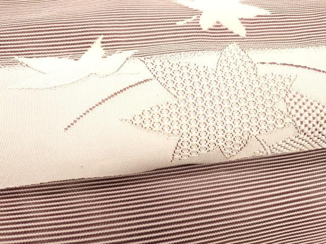 平和屋着物＊夏物 絽綴れ 八寸名古屋帯 刺繍 草葉文 正絹 逸品 DABB3823cm