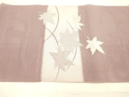 平和屋着物＊夏物 絽綴れ 八寸名古屋帯 刺繍 草葉文 正絹 逸品 DABB3823cm