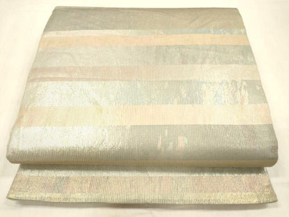 平和屋着物＊夏物 六通柄袋帯 横段文 金銀糸 引箔 正絹 逸品 DABB3828cm