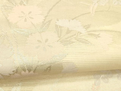 平和屋着物＊夏物 六通柄袋帯 草花文 銀糸 正絹 逸品 DABB3829cm