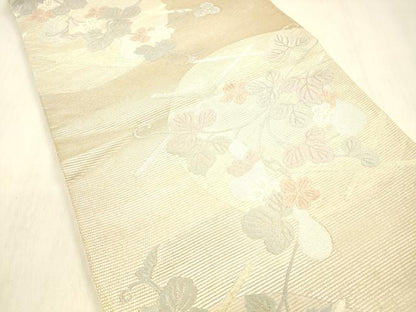平和屋着物＊夏物 六通柄袋帯 唐織 竜田川 金銀糸 正絹 逸品 DABB3831cm