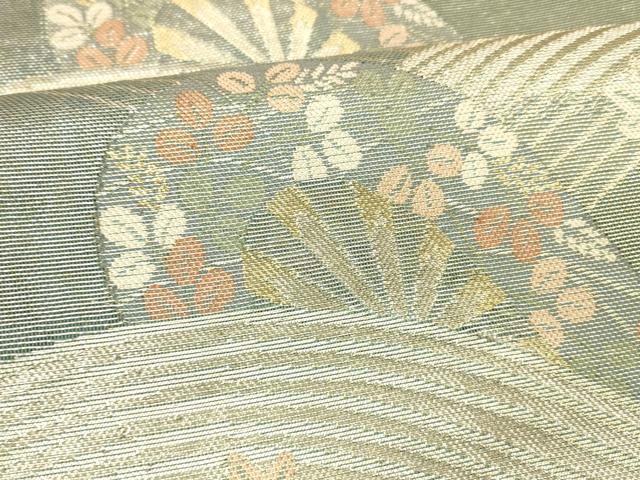 平和屋着物＊夏物 六通柄袋帯 片輪車竜田川 金銀糸 正絹 逸品 DABB3832cm
