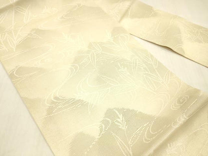 平和屋着物＊夏物 九寸名古屋帯 流水草葉文 銀糸 正絹 逸品 DABB3833cm