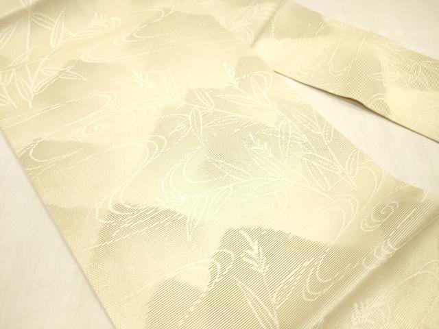 平和屋着物＊夏物 九寸名古屋帯 流水草葉文 銀糸 正絹 逸品 DABB3833cm
