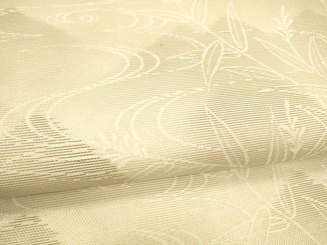 平和屋着物＊夏物 九寸名古屋帯 流水草葉文 銀糸 正絹 逸品 DABB3833cm