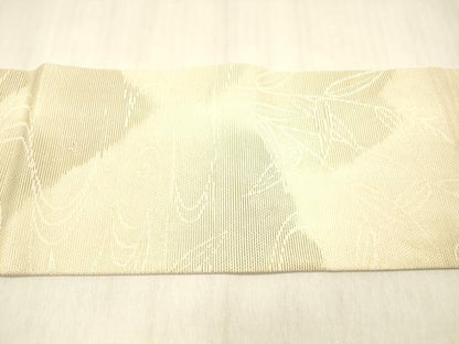 平和屋着物＊夏物 九寸名古屋帯 流水草葉文 銀糸 正絹 逸品 DABB3833cm