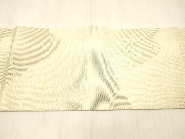 平和屋着物＊夏物 九寸名古屋帯 流水草葉文 銀糸 正絹 逸品 DABB3833cm