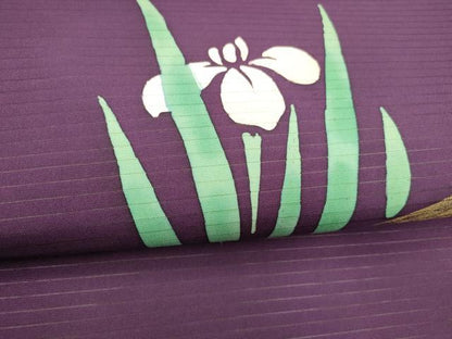平和屋着物＊夏物 絽塩瀬 九寸名古屋帯 杜若 金彩 正絹 逸品 DABB3836cm