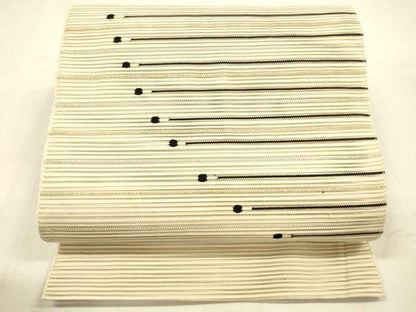 平和屋着物＊夏物 絽綴れ 八寸名古屋帯 横段文 金銀糸 正絹 逸品 DABB3837cm