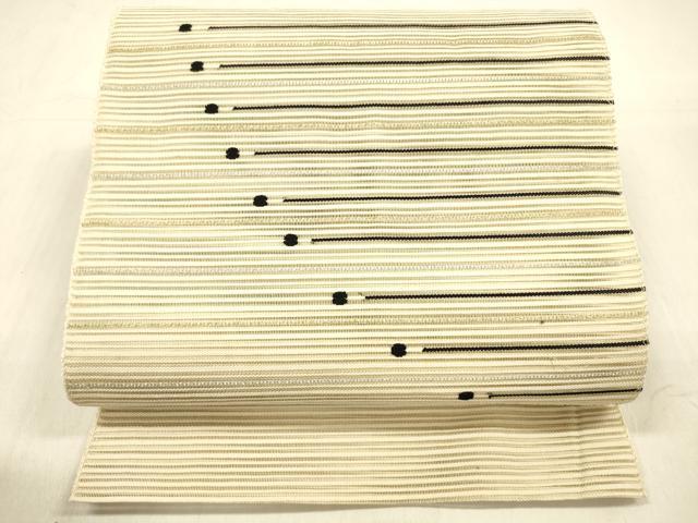 平和屋着物＊夏物 絽綴れ 八寸名古屋帯 横段文 金銀糸 正絹 逸品 DABB3837cm