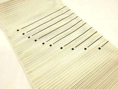 平和屋着物＊夏物 絽綴れ 八寸名古屋帯 横段文 金銀糸 正絹 逸品 DABB3837cm