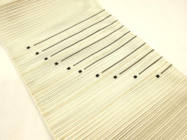平和屋着物＊夏物 絽綴れ 八寸名古屋帯 横段文 金銀糸 正絹 逸品 DABB3837cm