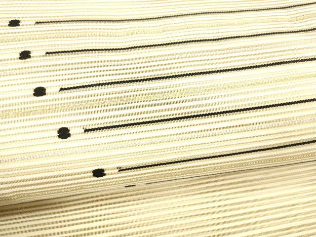 平和屋着物＊夏物 絽綴れ 八寸名古屋帯 横段文 金銀糸 正絹 逸品 DABB3837cm
