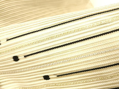 平和屋着物＊夏物 絽綴れ 八寸名古屋帯 横段文 金銀糸 正絹 逸品 DABB3837cm