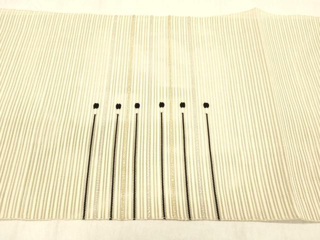 平和屋着物＊夏物 絽綴れ 八寸名古屋帯 横段文 金銀糸 正絹 逸品 DABB3837cm