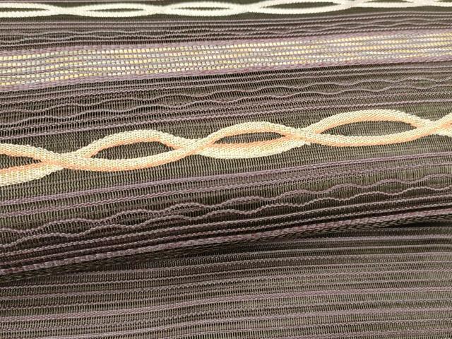 平和屋着物＊夏物 絽綴れ 八寸名古屋帯 よろけ縞 金銀糸 正絹 逸品 DABB3838cm