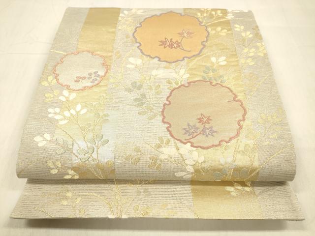 平和屋着物＊夏物 六通柄袋帯 唐織 竜田川 金銀糸 正絹 逸品 DABB3839cm