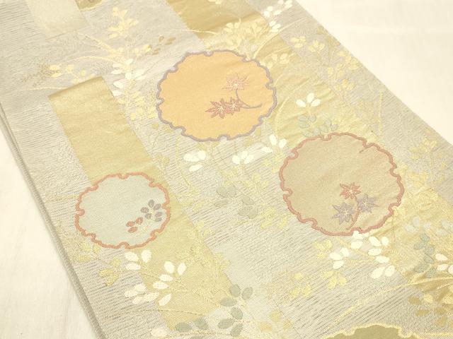 平和屋着物＊夏物 六通柄袋帯 唐織 竜田川 金銀糸 正絹 逸品 DABB3839cm