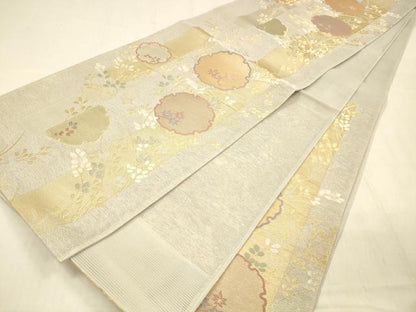 平和屋着物＊夏物 六通柄袋帯 唐織 竜田川 金銀糸 正絹 逸品 DABB3839cm