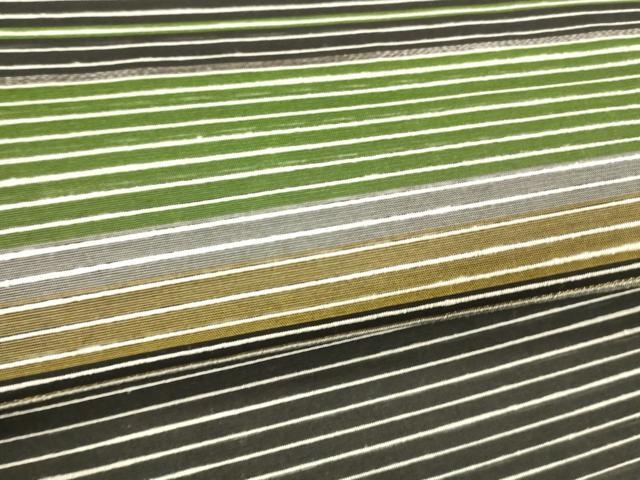 平和屋着物＊夏物 太鼓柄袋帯 簾風 横段文 黒地 銀糸 絲芸苑謹製 正絹 逸品 DABB3840cm
