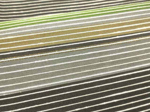 平和屋着物＊夏物 太鼓柄袋帯 簾風 横段文 黒地 銀糸 絲芸苑謹製 正絹 逸品 DABB3840cm