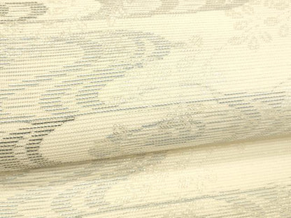 平和屋着物＊夏物 六通柄袋帯 流水草葉文 銀糸 正絹 逸品 DABB3841cm