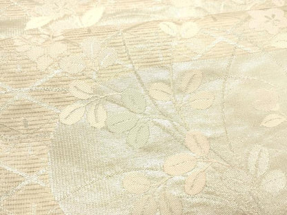 平和屋着物＊夏物　六通柄袋帯　草花文　銀糸　正絹　逸品　DABB3842cm
