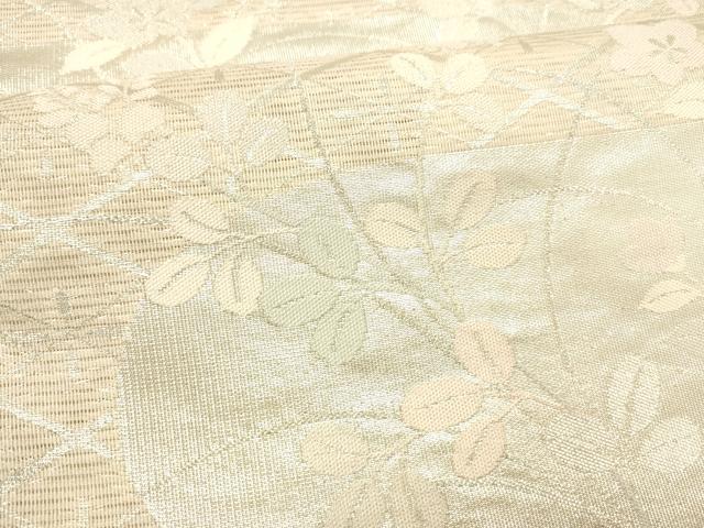 平和屋着物＊夏物　六通柄袋帯　草花文　銀糸　正絹　逸品　DABB3842cm