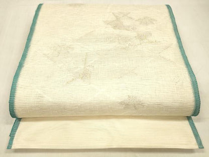 平和屋着物＊夏物 太鼓柄袋帯 枝花文 金銀糸 正絹 逸品 DABB3843cm