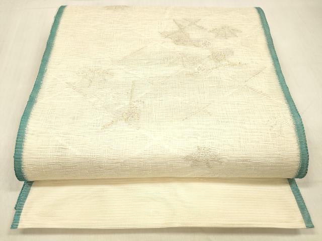 平和屋着物＊夏物 太鼓柄袋帯 枝花文 金銀糸 正絹 逸品 DABB3843cm