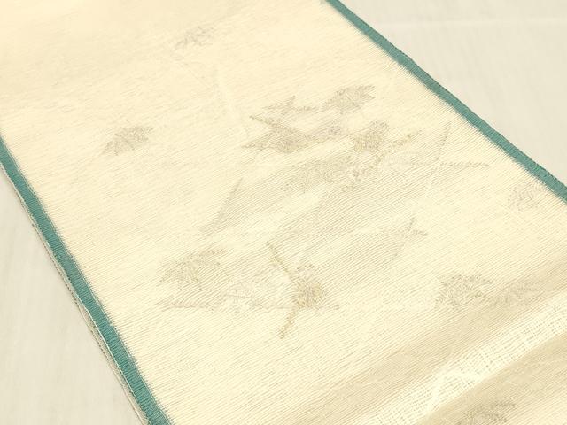 平和屋着物＊夏物 太鼓柄袋帯 枝花文 金銀糸 正絹 逸品 DABB3843cm