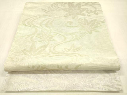 平和屋着物＊夏物 六通柄袋帯 竜田川 銀糸 正絹 逸品 DABB3845cm
