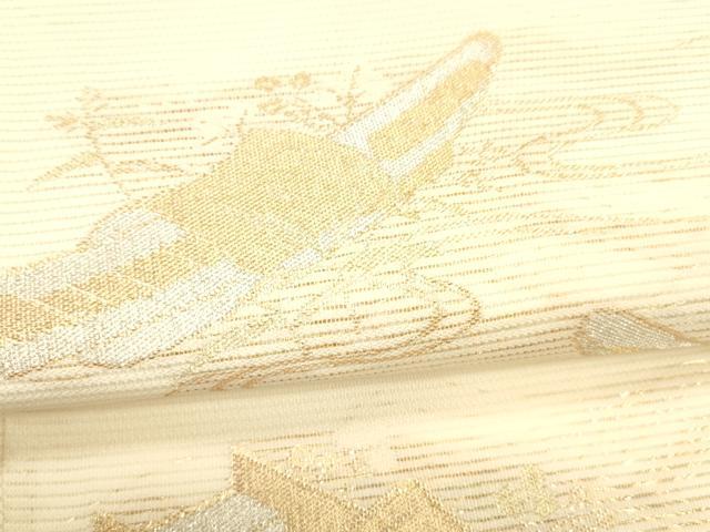 平和屋着物＊夏物 六通柄袋帯 流水舟文 金銀糸 正絹 逸品 DABB3846cm