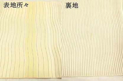 平和屋着物＊夏物 絽綴れ 八寸名古屋帯 よろけ縞 肌色 正絹 逸品 DABB3848cm