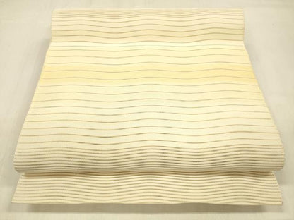 平和屋着物＊夏物 絽綴れ 八寸名古屋帯 よろけ縞 肌色 正絹 逸品 DABB3848cm