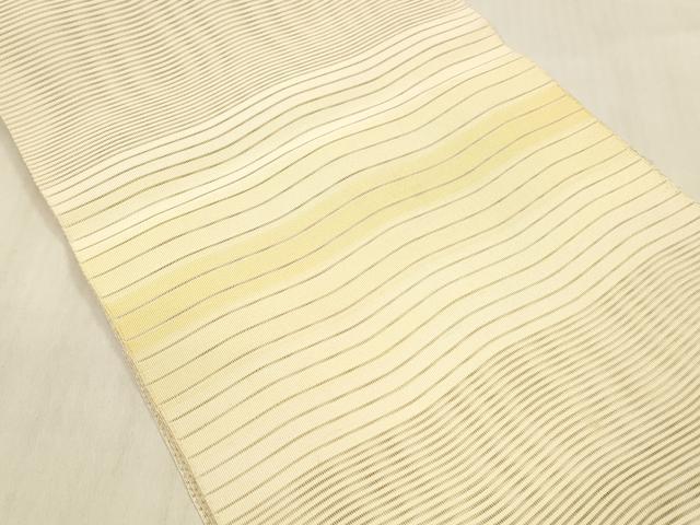 平和屋着物＊夏物 絽綴れ 八寸名古屋帯 よろけ縞 肌色 正絹 逸品 DABB3848cm