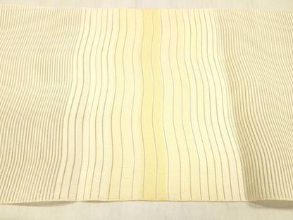 平和屋着物＊夏物 絽綴れ 八寸名古屋帯 よろけ縞 肌色 正絹 逸品 DABB3848cm