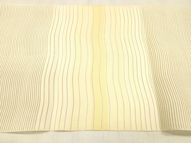 平和屋着物＊夏物 絽綴れ 八寸名古屋帯 よろけ縞 肌色 正絹 逸品 DABB3848cm
