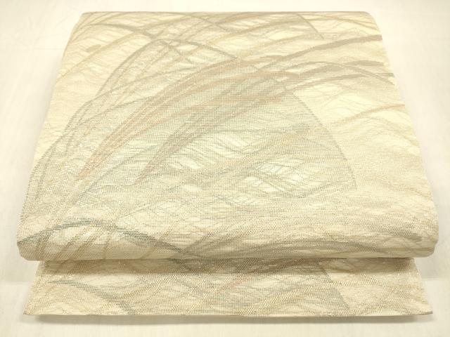 平和屋着物＊夏物 六通柄袋帯 草葉文 金糸 正絹 逸品 DABB3850cm