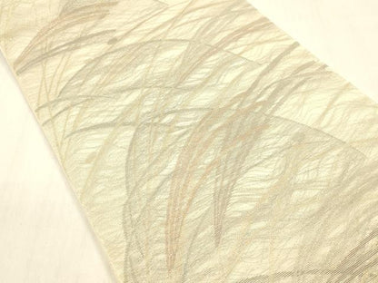 平和屋着物＊夏物 六通柄袋帯 草葉文 金糸 正絹 逸品 DABB3850cm
