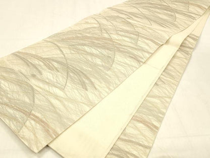 平和屋着物＊夏物 六通柄袋帯 草葉文 金糸 正絹 逸品 DABB3850cm