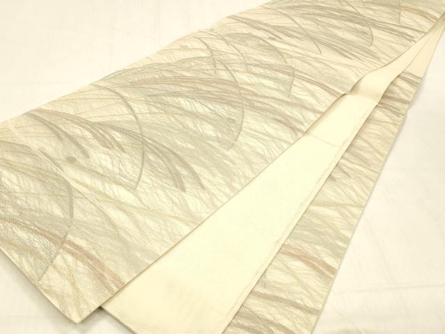 平和屋着物＊夏物 六通柄袋帯 草葉文 金糸 正絹 逸品 DABB3850cm