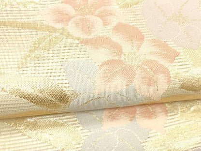 平和屋着物＊夏物 六通柄袋帯 草花文 金糸 正絹 逸品 DABB3851cm