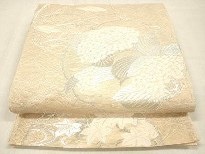 平和屋着物＊夏物 六通柄袋帯 紫陽花 竜田川 銀糸 正絹 逸品 DABB3852cm