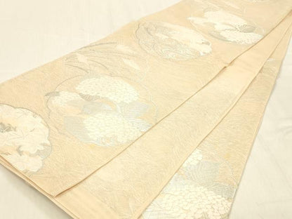 平和屋着物＊夏物 六通柄袋帯 紫陽花 竜田川 銀糸 正絹 逸品 DABB3852cm