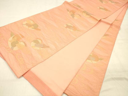 平和屋着物＊夏物 六通柄 本袋帯 流水鴛鴦文 金糸 正絹 逸品 DABB3853cm
