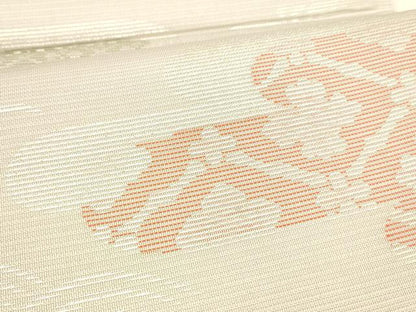 平和屋着物＊夏物　六通柄袋帯　白樺　銀糸　正絹　逸品　DABB3854cm