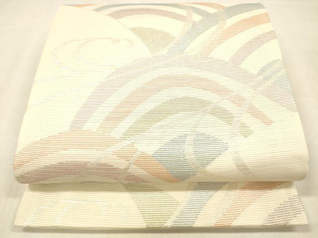 平和屋着物＊夏物 六通柄袋帯 流水文 銀糸 正絹 逸品 DABB3855cm