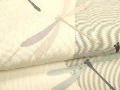 平和屋着物＊夏物 西陣織 天平初年創始の京の老舗 洛陽織物 六通柄袋帯 蜻蛉文 金糸 正絹 逸品 DABB3857cm